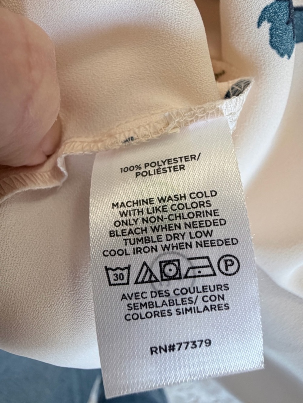 Ann Taylor Cream Blouse with Navy Floral Print - Picture 5 of 5
